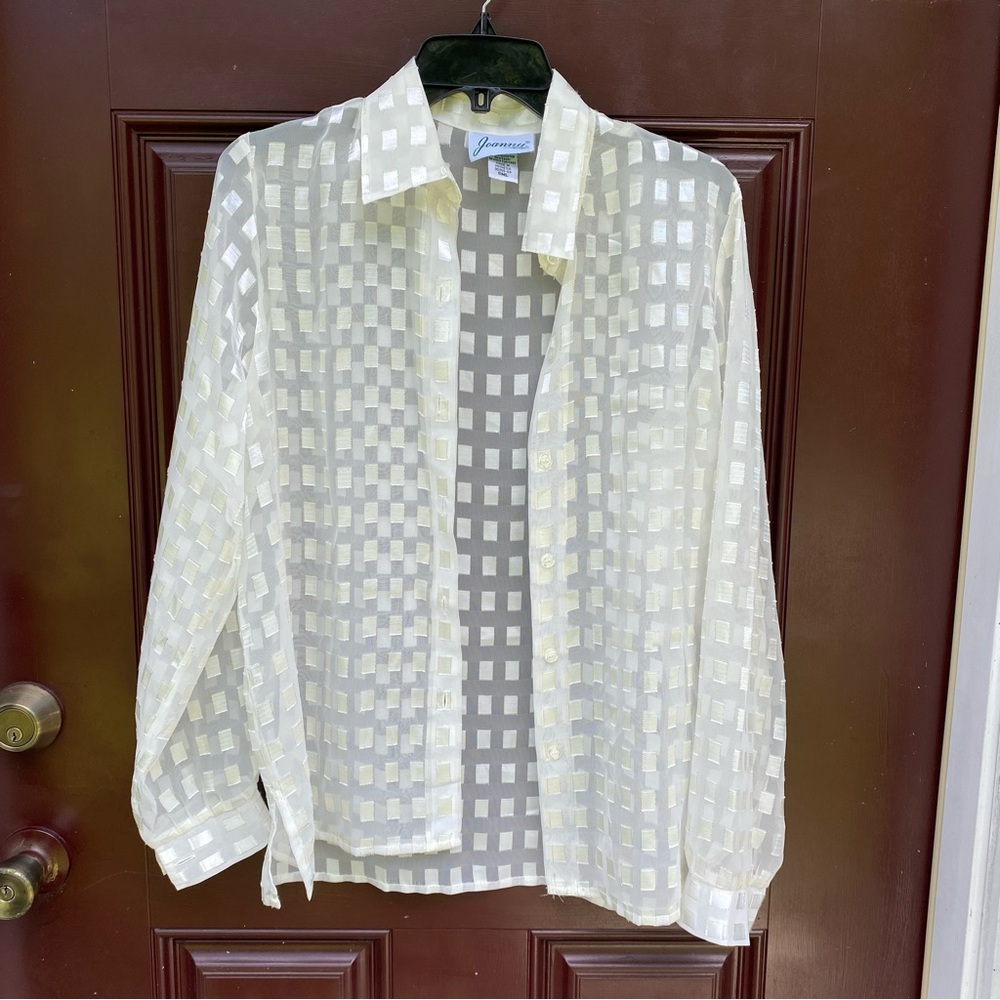 NWOT S vintage Joanna top blouse white cream gold